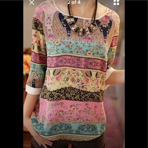 Oriental Rainbow Multi Colored Oriental Top Size Medium